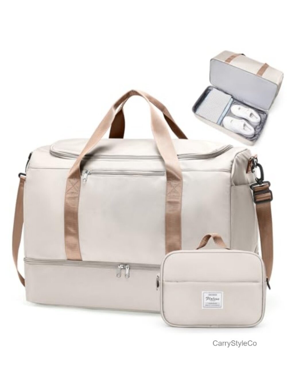 Extra Large Travel Duffel Bag Carry-On Weekender with Shoe Compartment for Women